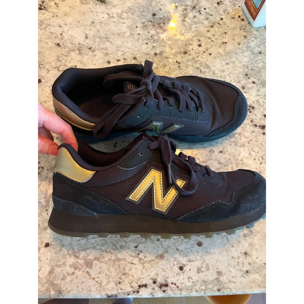 New Balance 515 Black Gold Metallic Sneakers WL515CAA Womens 8